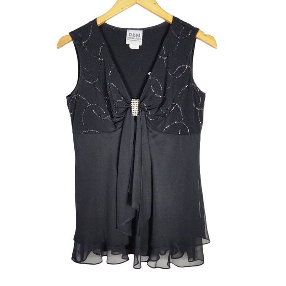 R&M Richards Vtg 80's  Embellished Sleeveless Blouse - Picture 1 of 9